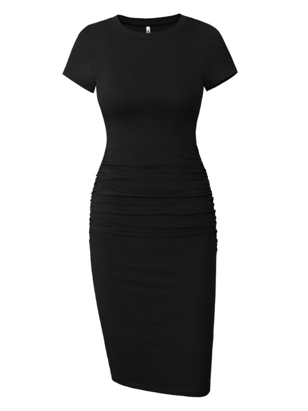 Women's Short Sleeve Ruched Casual Sundress Midi Bodycon T Shirt Dress